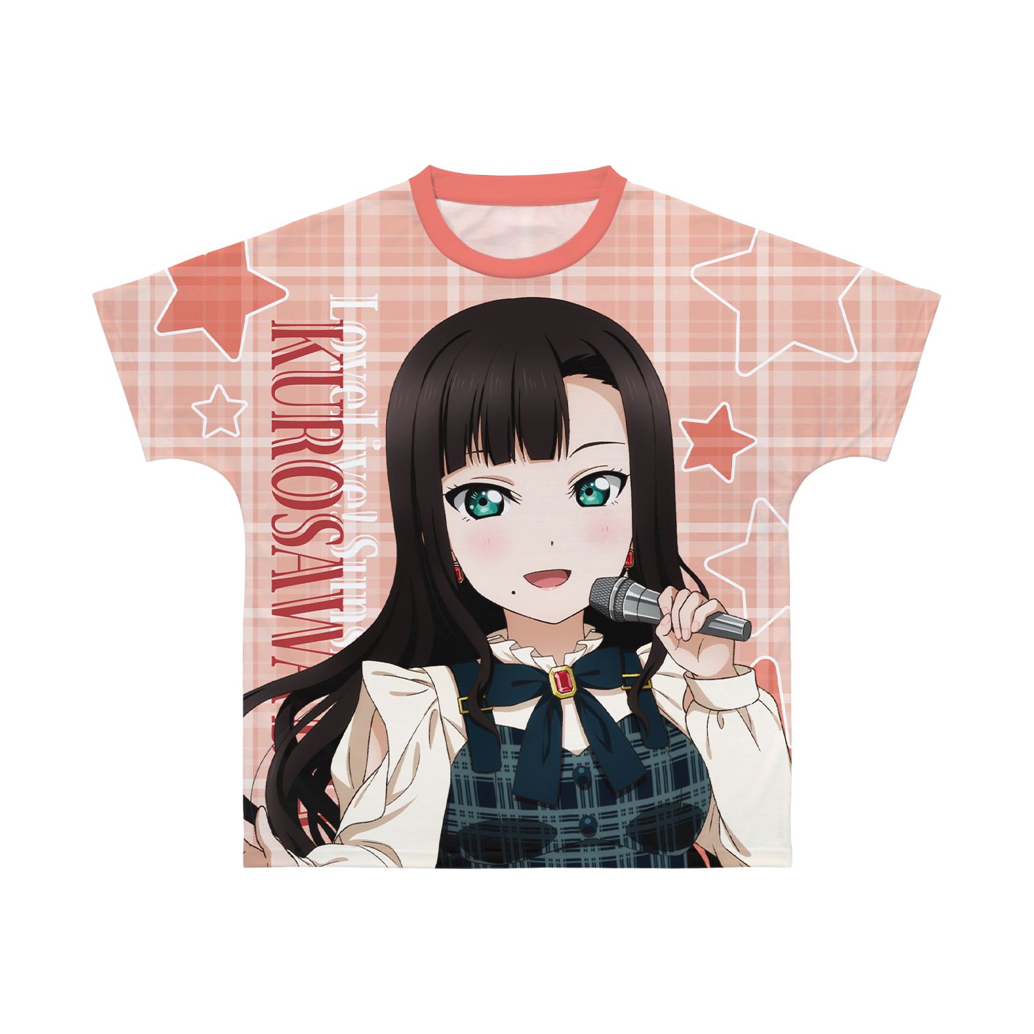 ラブライブ!サンシャイン!! 描き下ろし 黒澤ダイヤ チェックワンピース衣装ver. フルグラフィックTシャツユニセックス(サイズ/XXS) - AniSmile