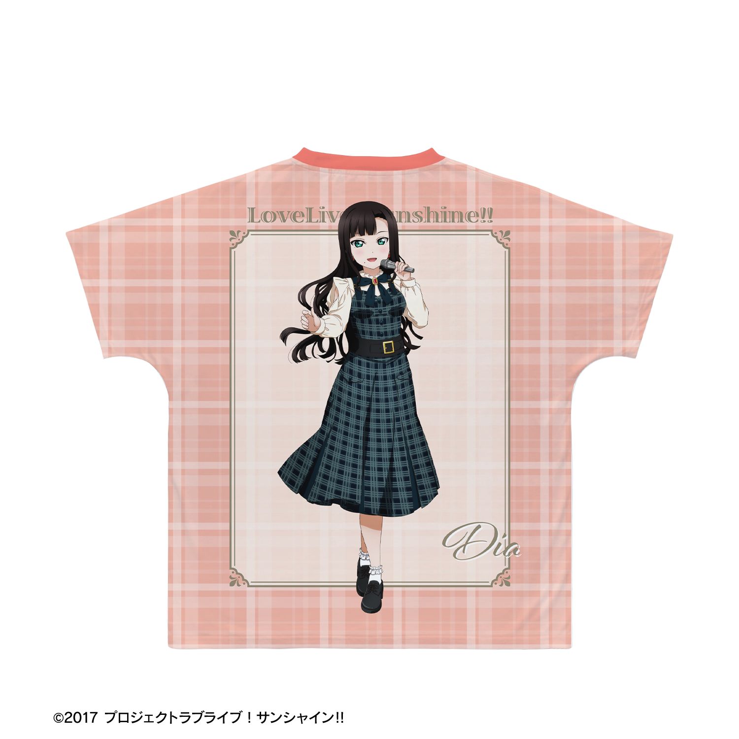 ラブライブ!サンシャイン!! 描き下ろし 黒澤ダイヤ チェックワンピース衣装ver. フルグラフィックTシャツユニセックス(サイズ/XL) Image 3 | AniSmile
