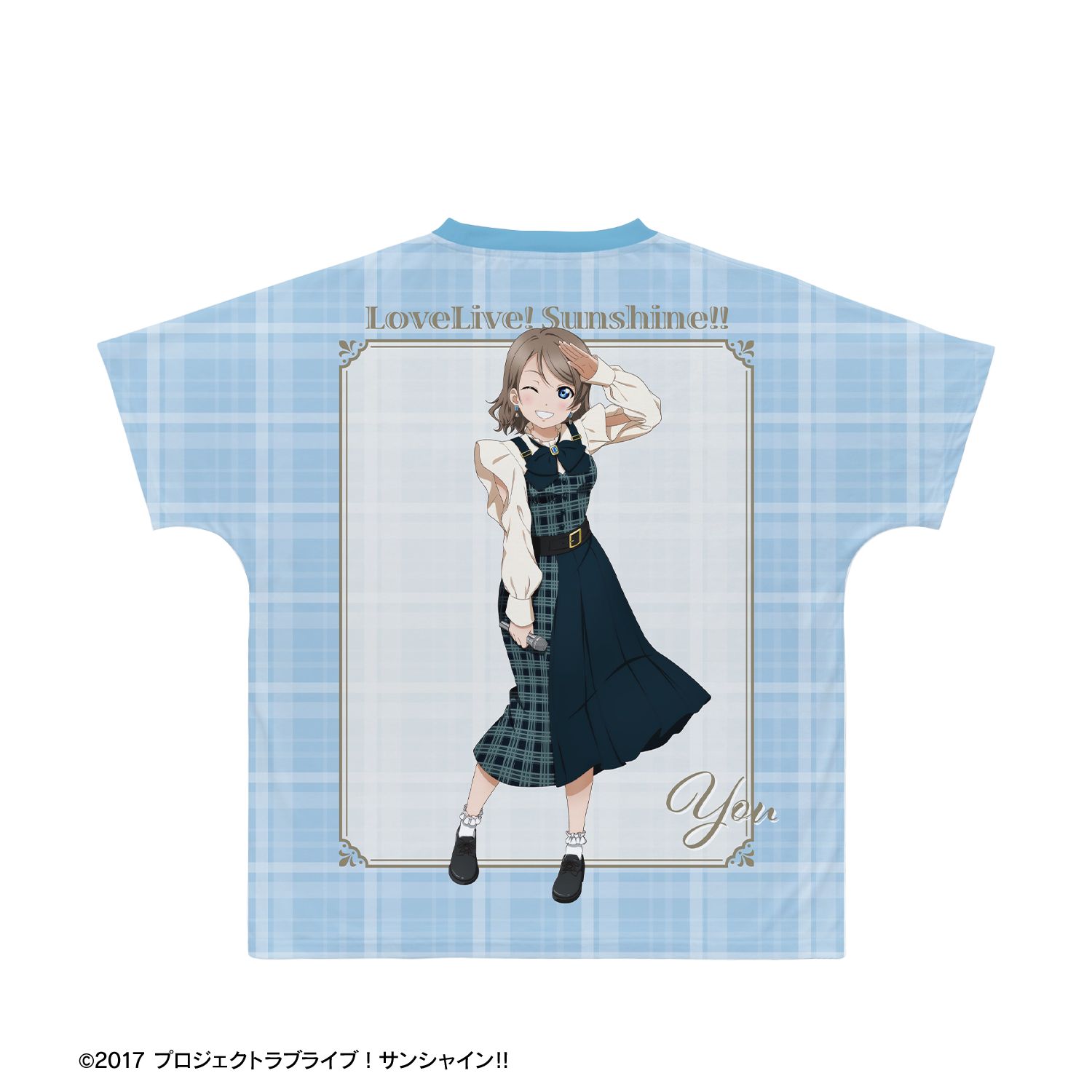 ラブライブ!サンシャイン!! 描き下ろし 渡辺 曜 チェックワンピース衣装ver. フルグラフィックTシャツユニセックス(サイズ/S) 图片 3 | AniSmile