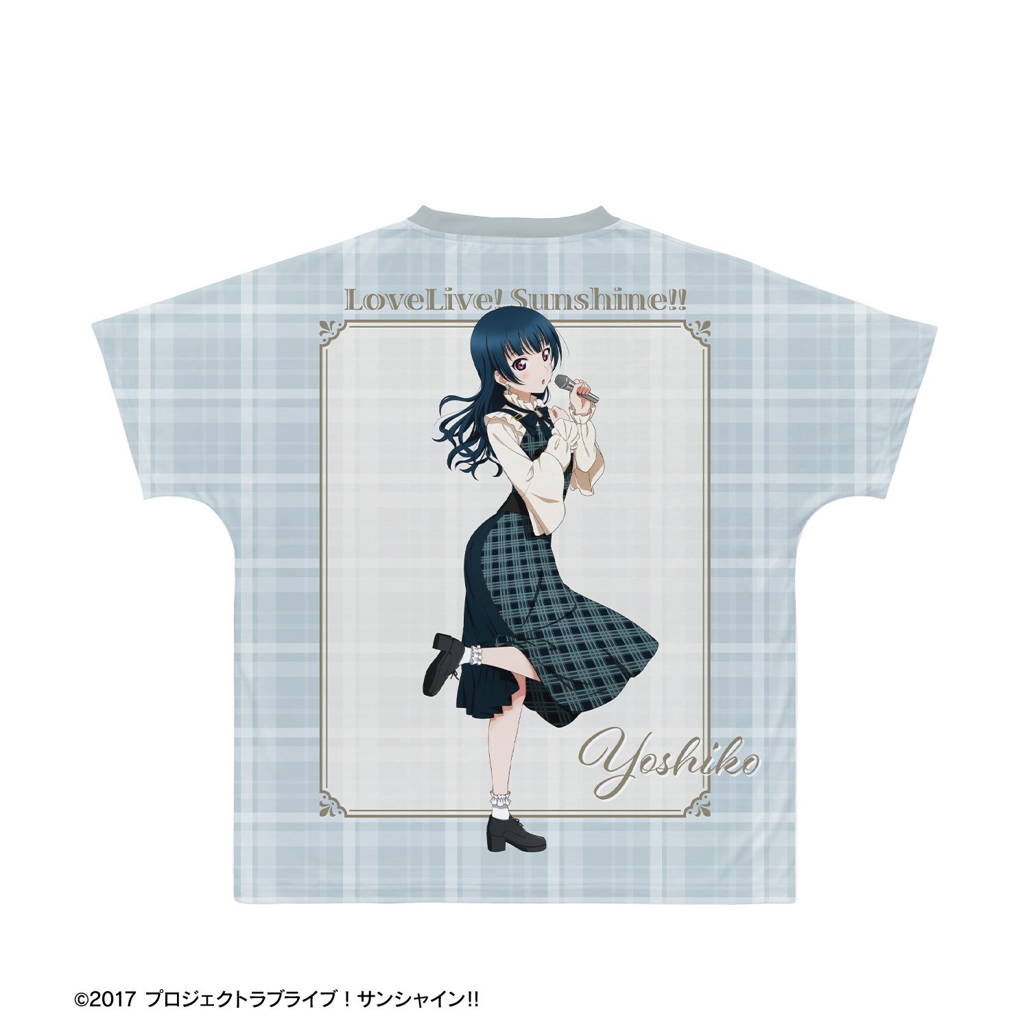 ラブライブ!サンシャイン!! 描き下ろし 津島善子 チェックワンピース衣装ver. フルグラフィックTシャツユニセックス(サイズ/XXS) 图片 3 | AniSmile