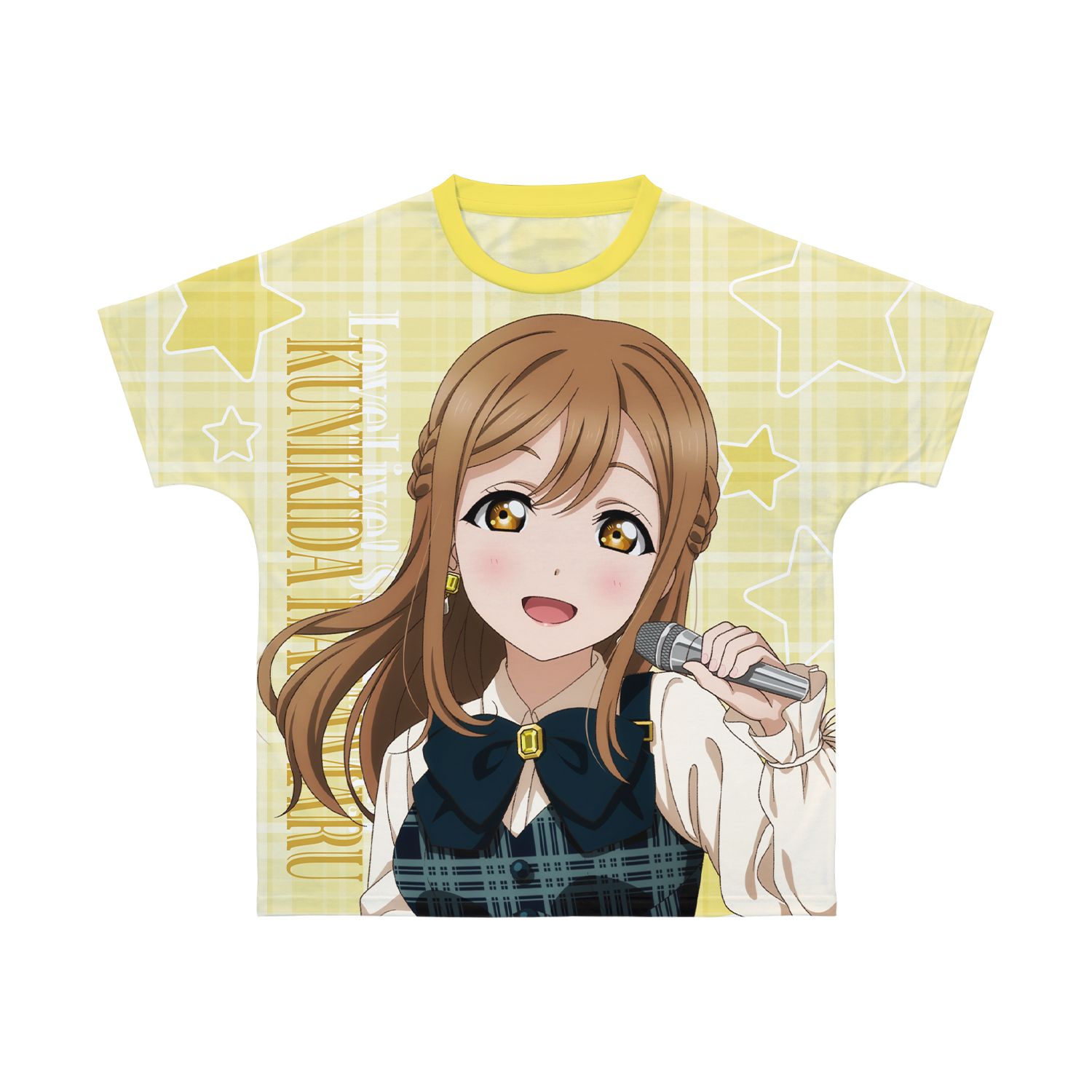 ラブライブ!サンシャイン!! 描き下ろし 国木田花丸 チェックワンピース衣装ver. フルグラフィックTシャツユニセックス(サイズ/XXXL) - AniSmile