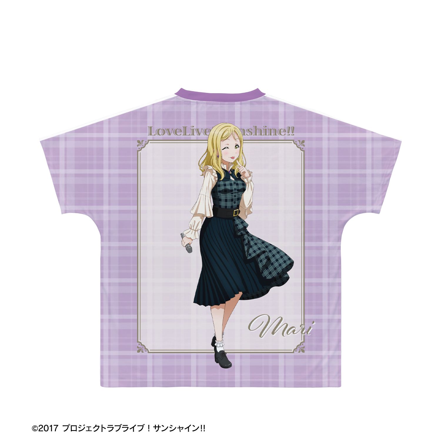 ラブライブ!サンシャイン!! 描き下ろし 小原鞠莉 チェックワンピース衣装ver. フルグラフィックTシャツユニセックス(サイズ/M) Image 3 | AniSmile