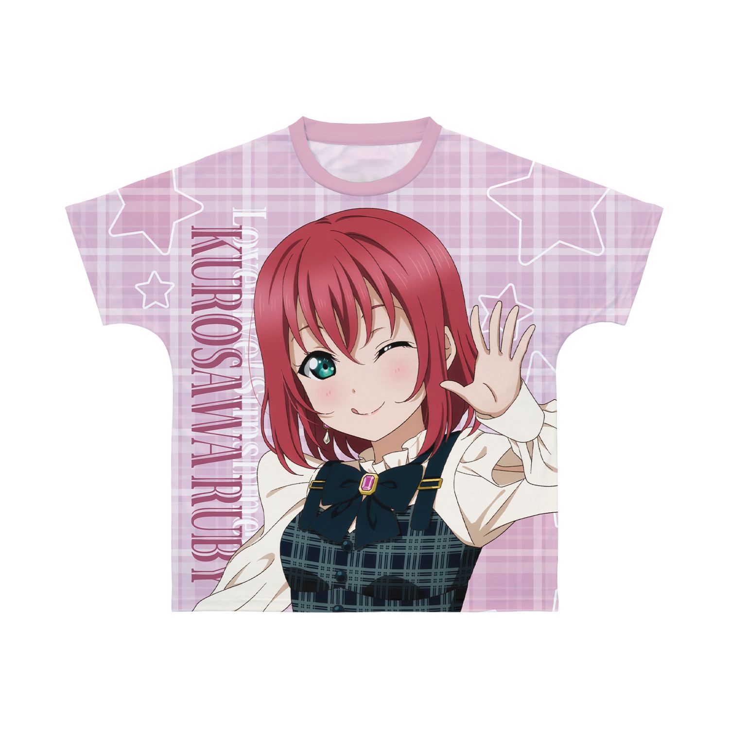 ラブライブ!サンシャイン!! 描き下ろし 黒澤ルビィ チェックワンピース衣装ver. フルグラフィックTシャツユニセックス(サイズ/XXS) - AniSmile