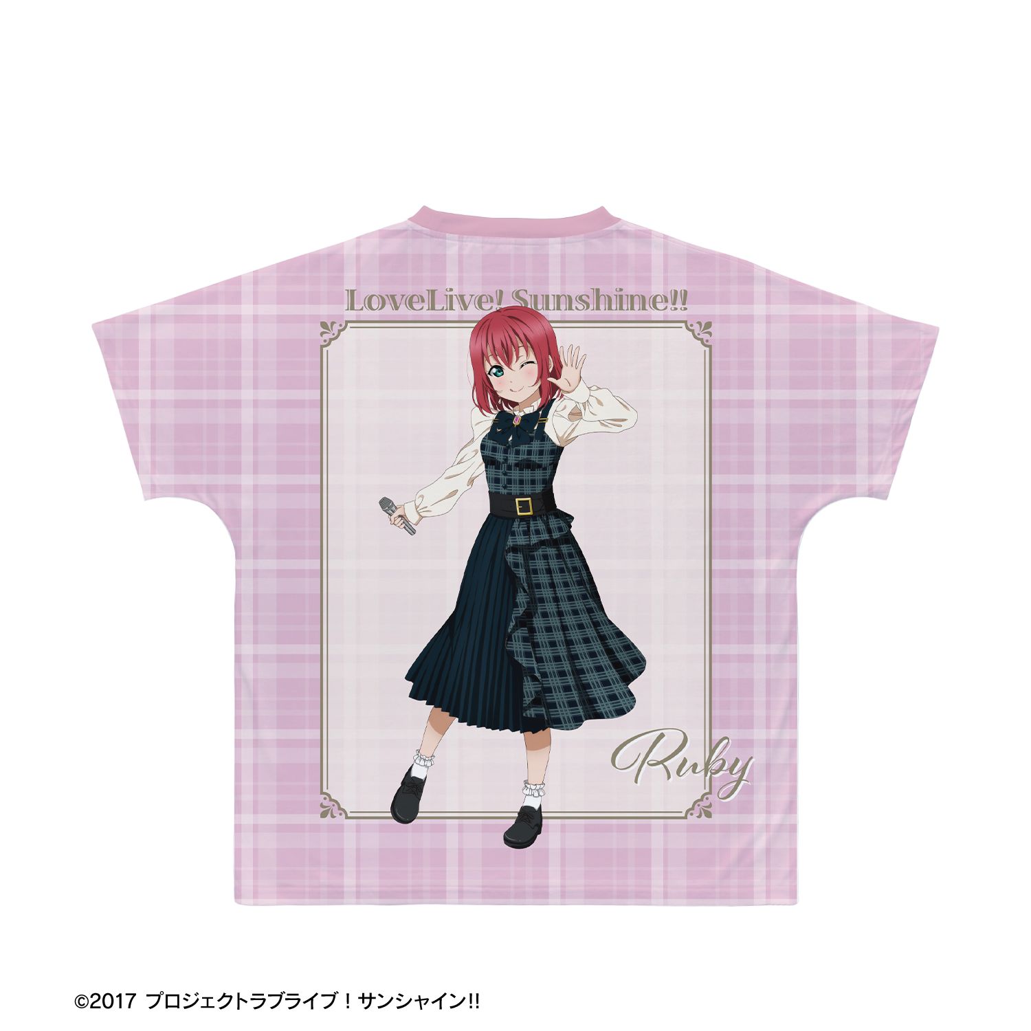 ラブライブ!サンシャイン!! 描き下ろし 黒澤ルビィ チェックワンピース衣装ver. フルグラフィックTシャツユニセックス(サイズ/XS) Image 3 | AniSmile