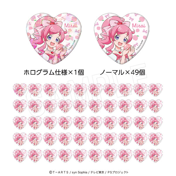 プリティーシリーズ ハート缶バッジ50個セット(ホロ缶バッジ1個入り) Fruits gingham ver. 桃山みらい - AniSmile