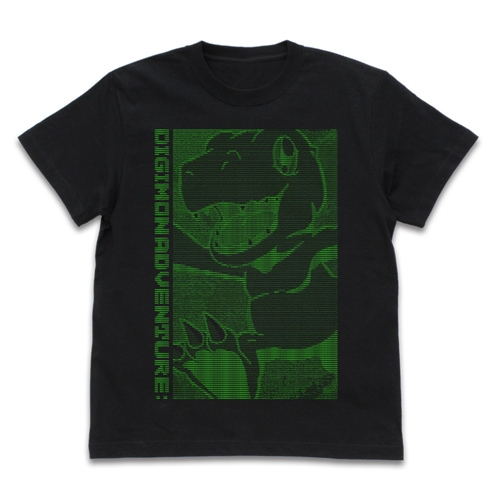 デジモンアドベンチャー: アグモン デジタルグラフィック Tシャツ/BLACK-XL - AniSmile