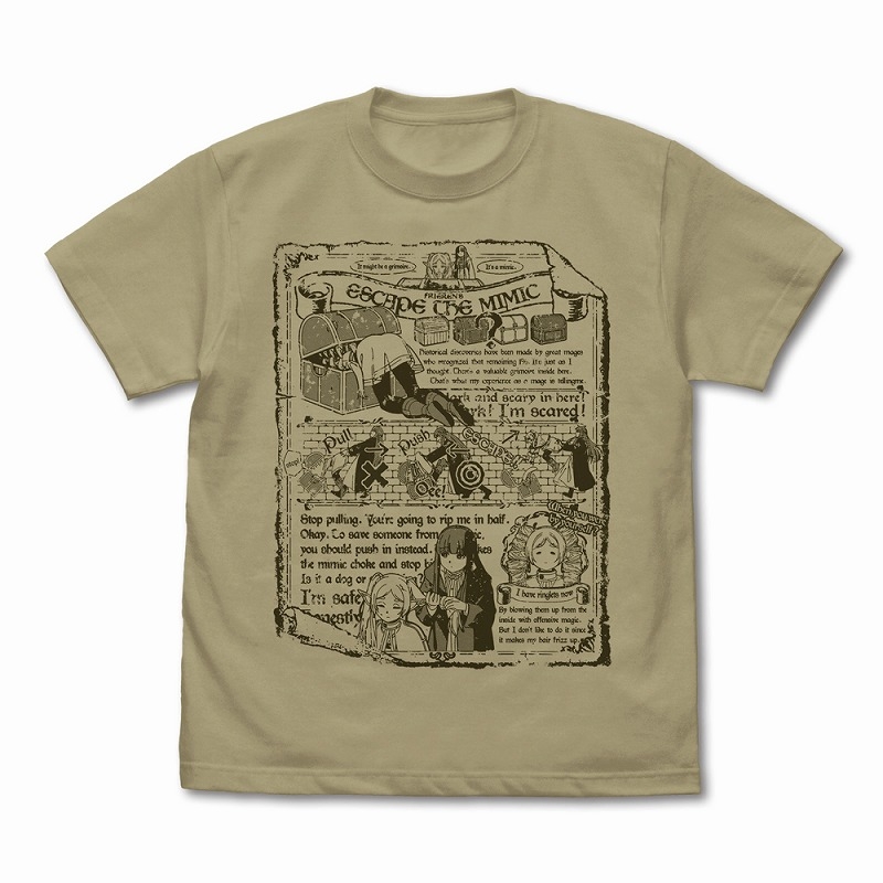 葬送のフリーレン フリーレン&フェルン ミミック脱出 Tシャツ/SAND KHAKI-XL - AniSmile