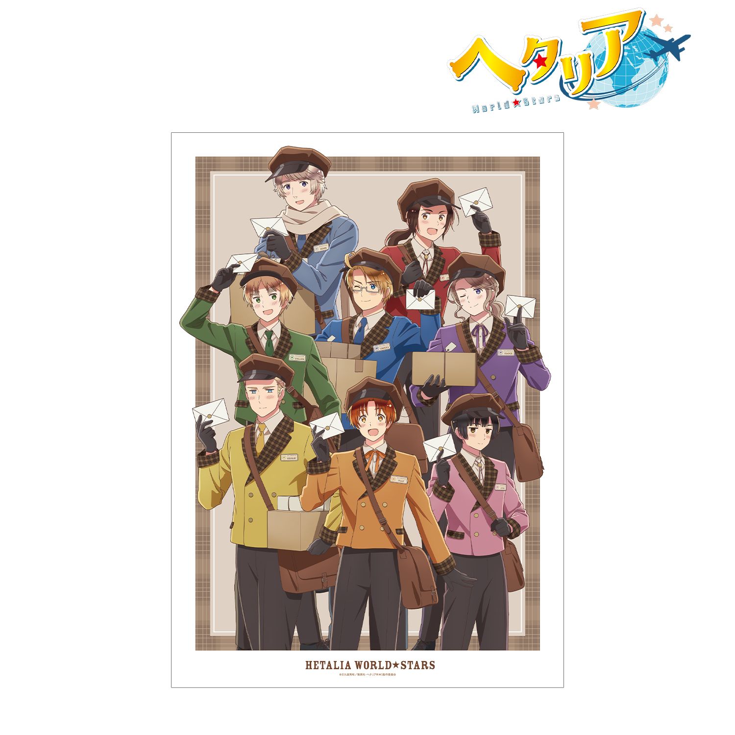 アニメ「ヘタリア World★Stars」 描き下ろし 集合 郵便屋ver. A3マット加工ポスター 画像 2 | AniSmile
