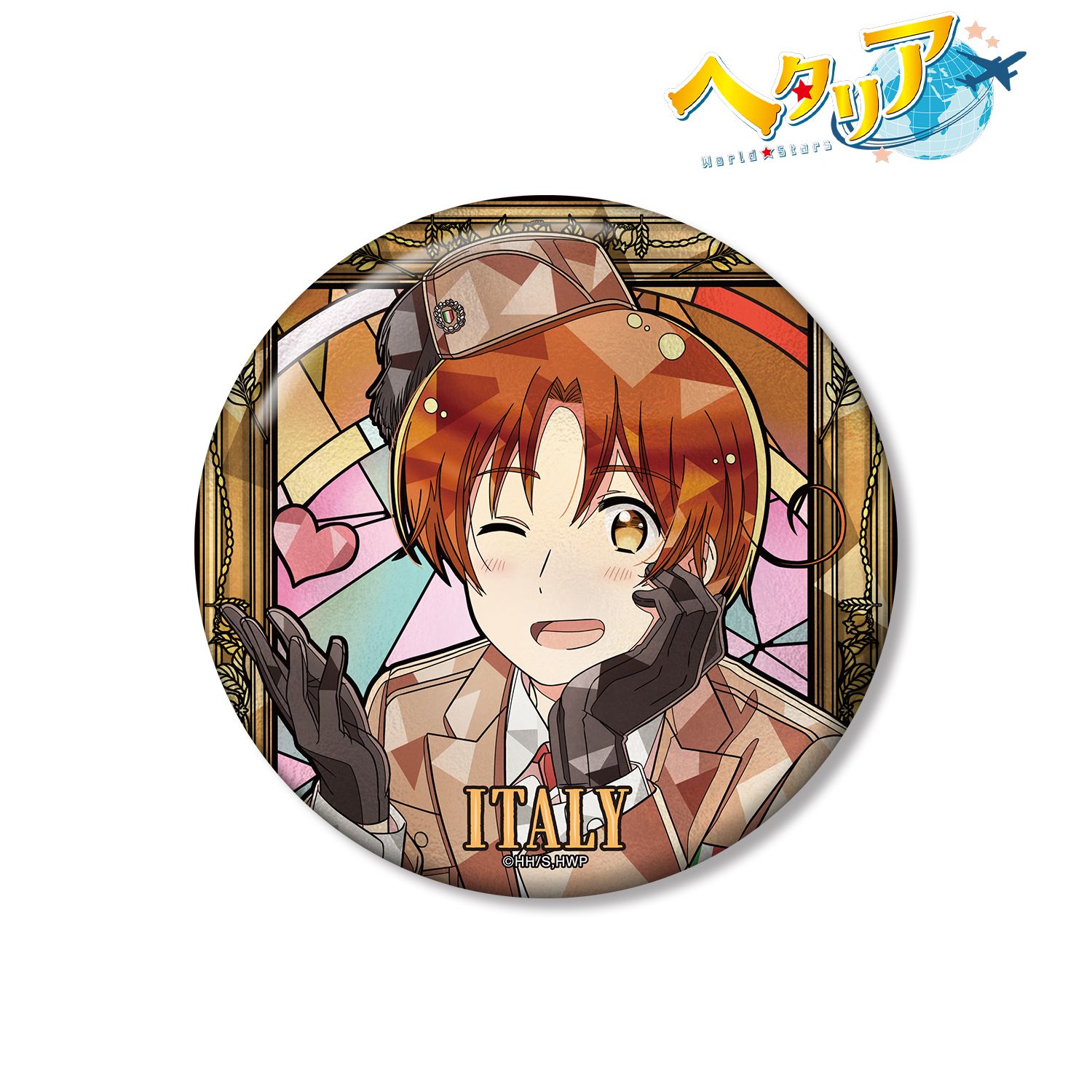 アニメ「ヘタリア World★Stars」 イタリア Aure Glass 100mm缶バッジ 画像 2 | AniSmile