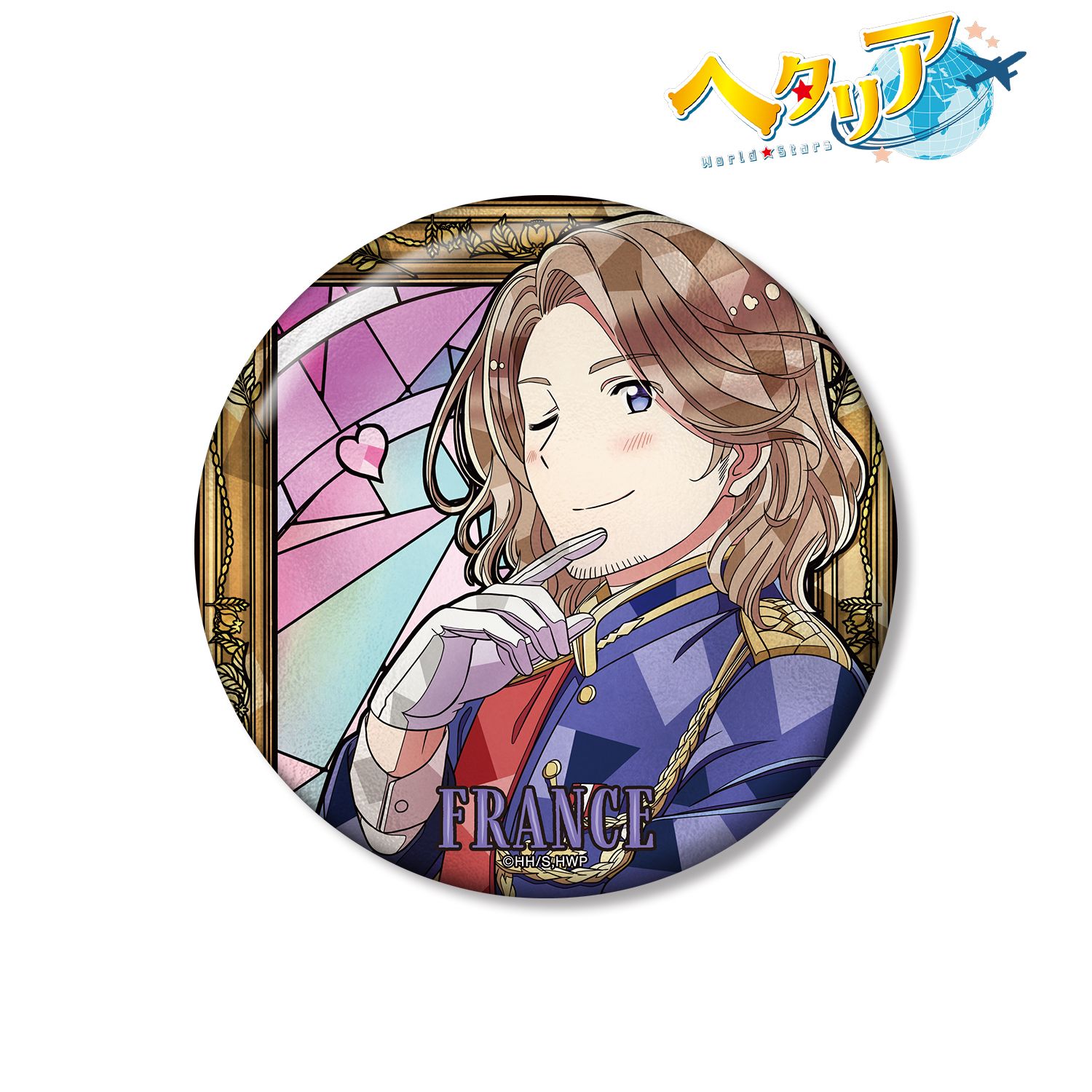 アニメ「ヘタリア World★Stars」 フランス Aure Glass 100mm缶バッジ 画像 2 | AniSmile
