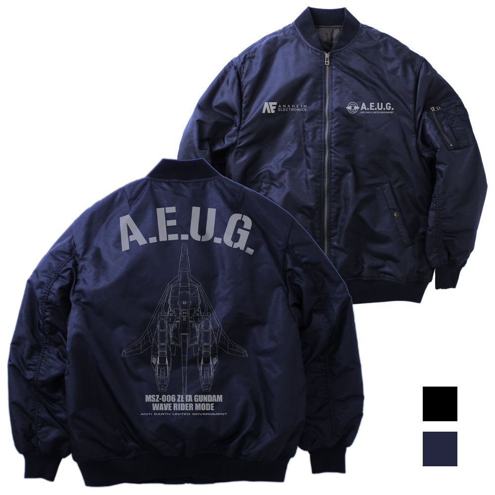 機動戦士Zガンダム 描き下ろし ウェイブライダー MA-1ジャケット/NAVY-M - AniSmile
