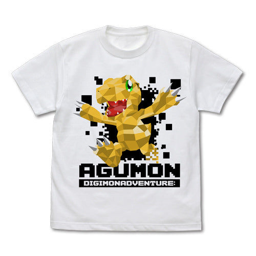 デジモンアドベンチャー: アグモン ポリゴングラフィック Tシャツ/WHITE-S - AniSmile