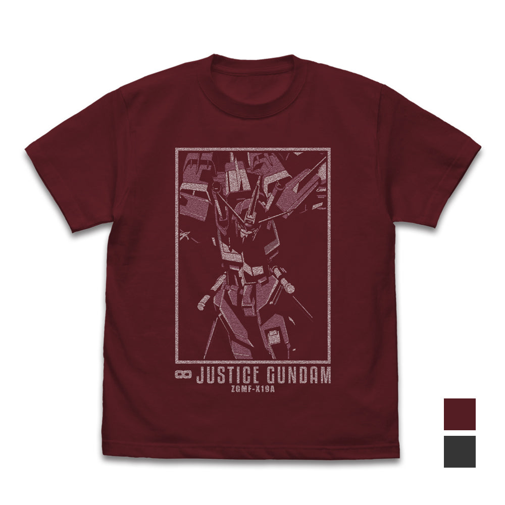 機動戦士ガンダムSEED DESTINY インフィニットジャスティスガンダム Tシャツ/BURGUNDY- - AniSmile