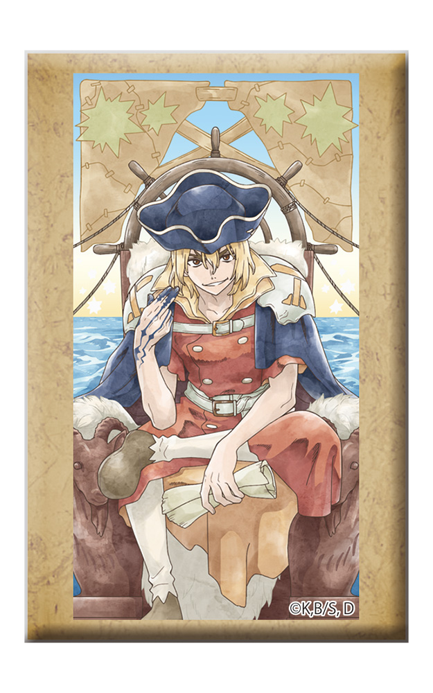 Dr.STONE スタンド付きスクエア缶バッジ 七海龍水 - AniSmile