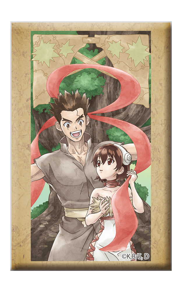 Dr.STONE スタンド付きスクエア缶バッジ 大木大樹&小川杠 - AniSmile