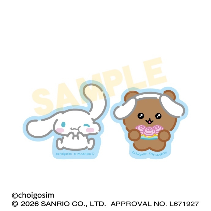 チェゴシム×サンリオキャラクターズ ダイカットステッカーミニセット ③くまゴシム×シナモロール - official product image | AniSmile