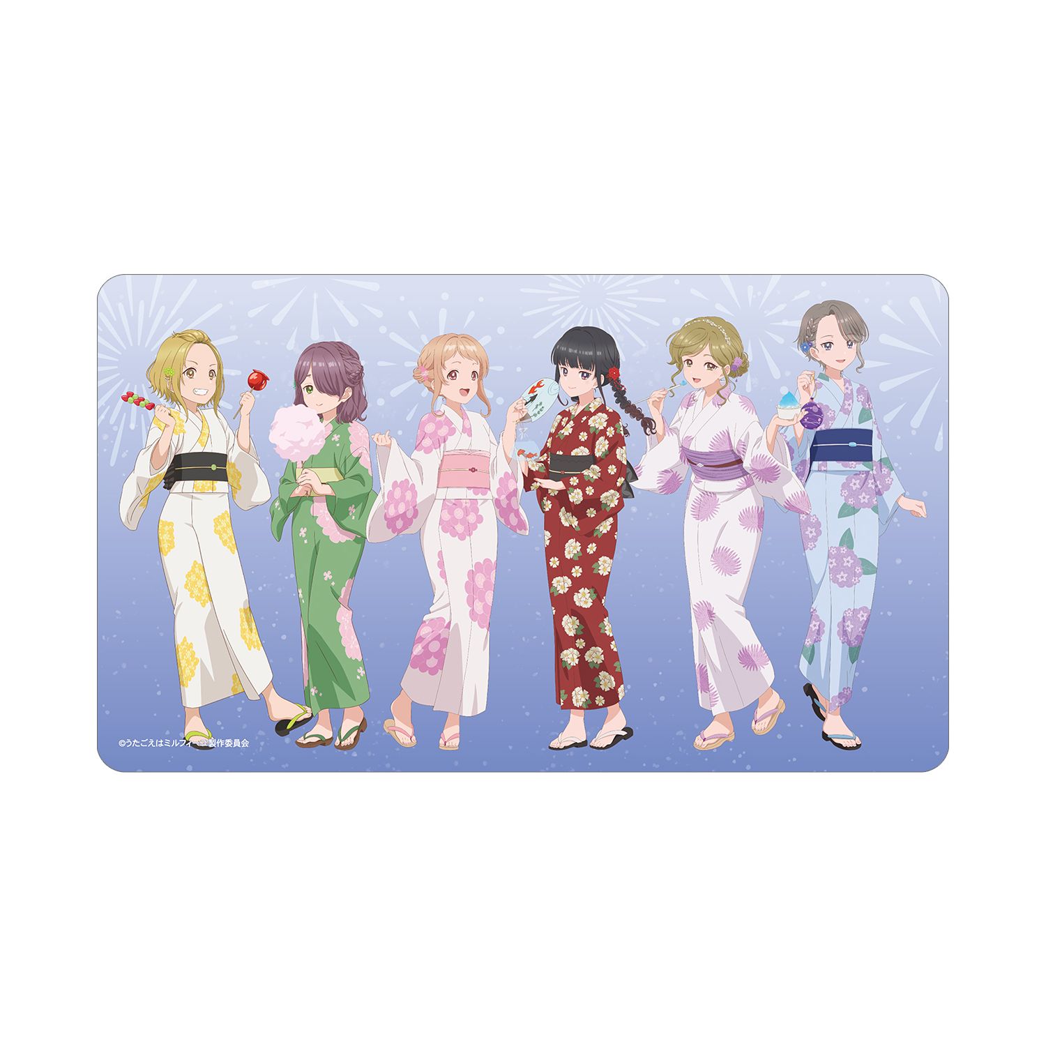 TVアニメ「うたごえはミルフィーユ」 描き下ろし 集合 夏祭りver. マルチデスクマット - 公式商品画像 | AniSmile