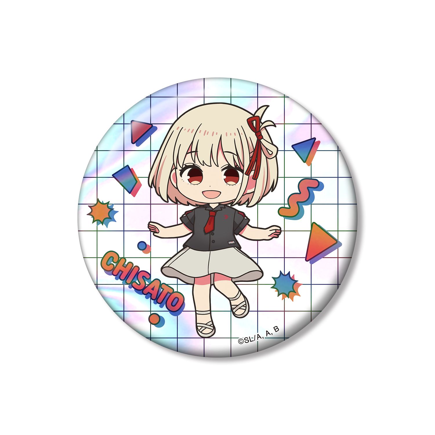TVアニメ「リコリス・リコイル」 meagratiaコラボ 錦木千束 ちびキャラ 75mmオーロラ缶バッジ ver.B - AniSmile