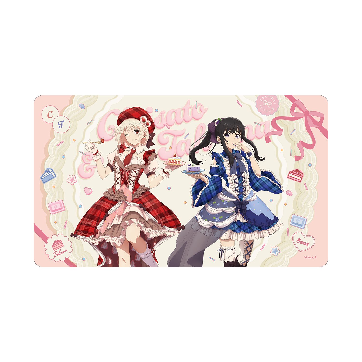 TVアニメ「リコリス・リコイル」 描き下ろし 錦木千束&井ノ上たきな スイーツ衣装ver. マルチデスクマット - AniSmile