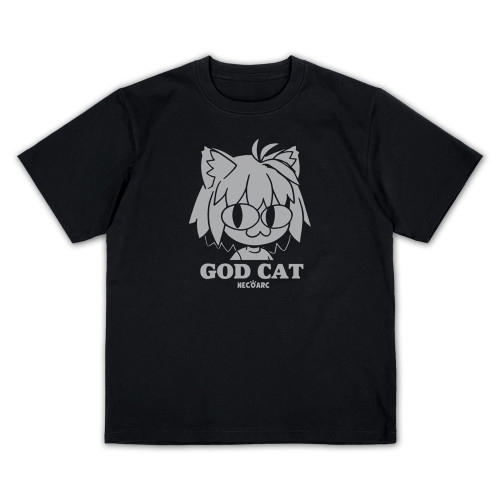 月姫 -A piece of blue glass moon- GOD CAT ネコアルク プレーティングTシャツ/BLACK-S 图片 2 | AniSmile