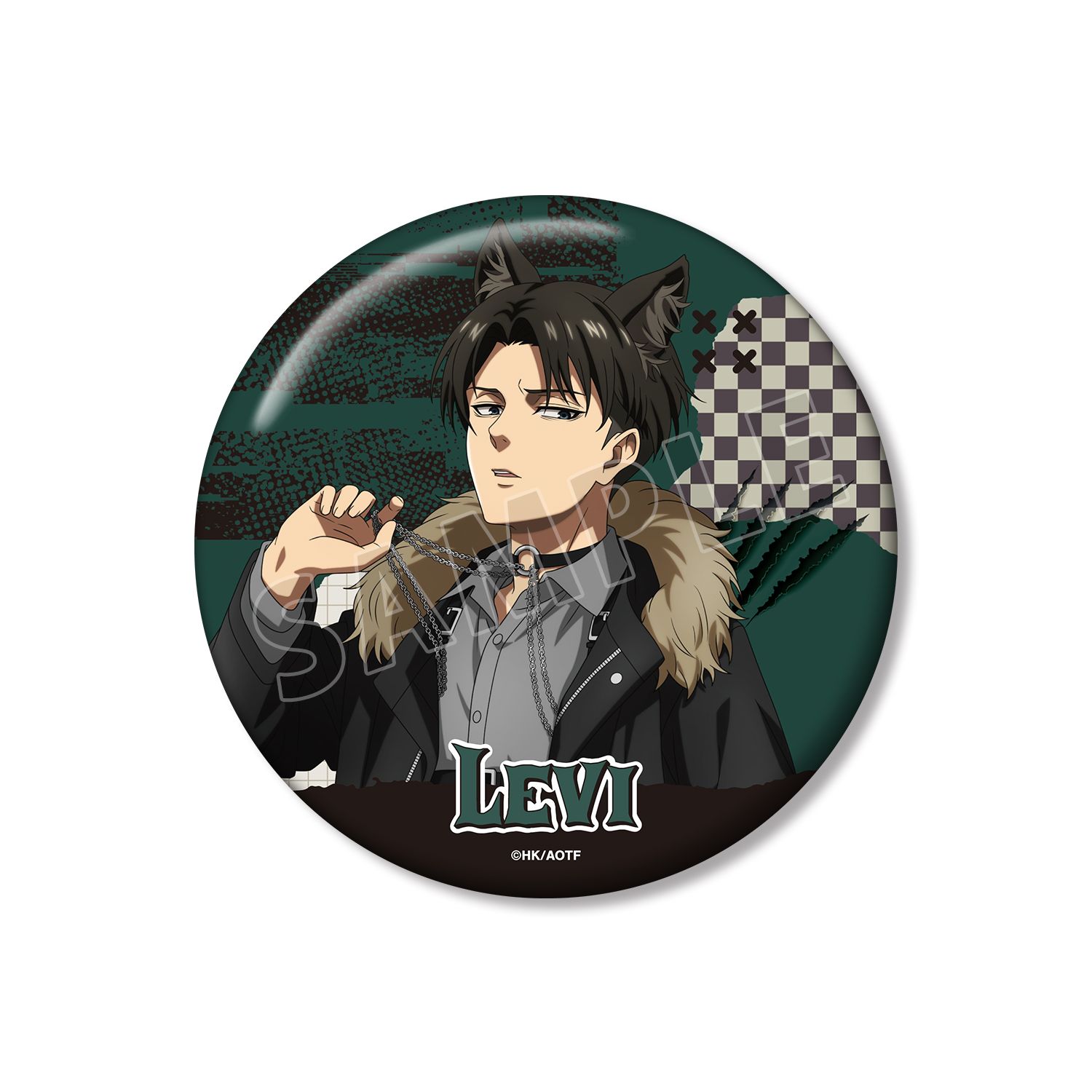 TVアニメ『進撃の巨人』 描き下ろし リヴァイ 狼男ver. 100mm缶バッジ - official product image | AniSmile