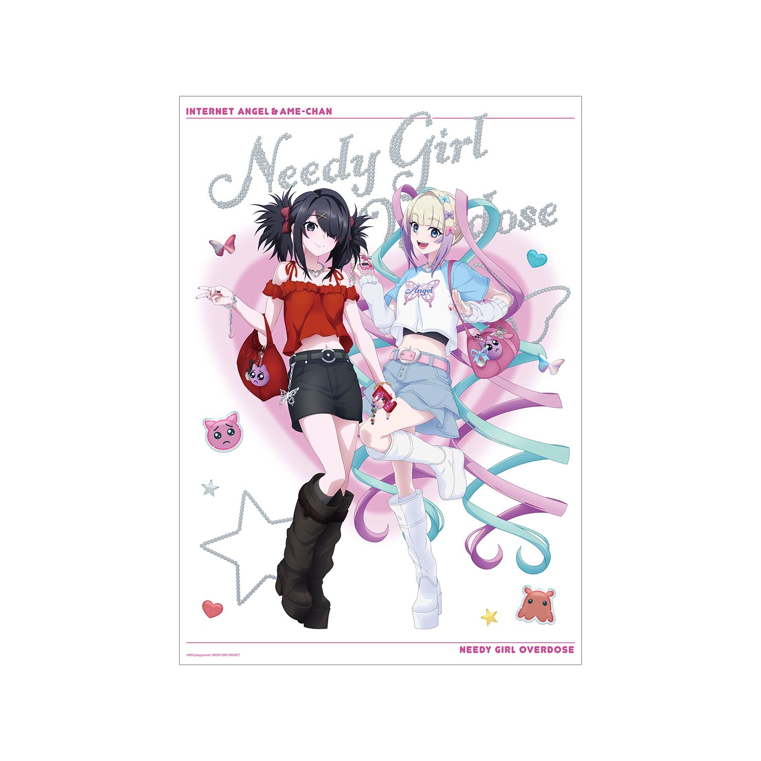 アニメ「NEEDY GIRL OVERDOSE」 描き下ろし 超てんちゃん&あめちゃん Y2Kファッションver. A3マットポスター - AniSmile