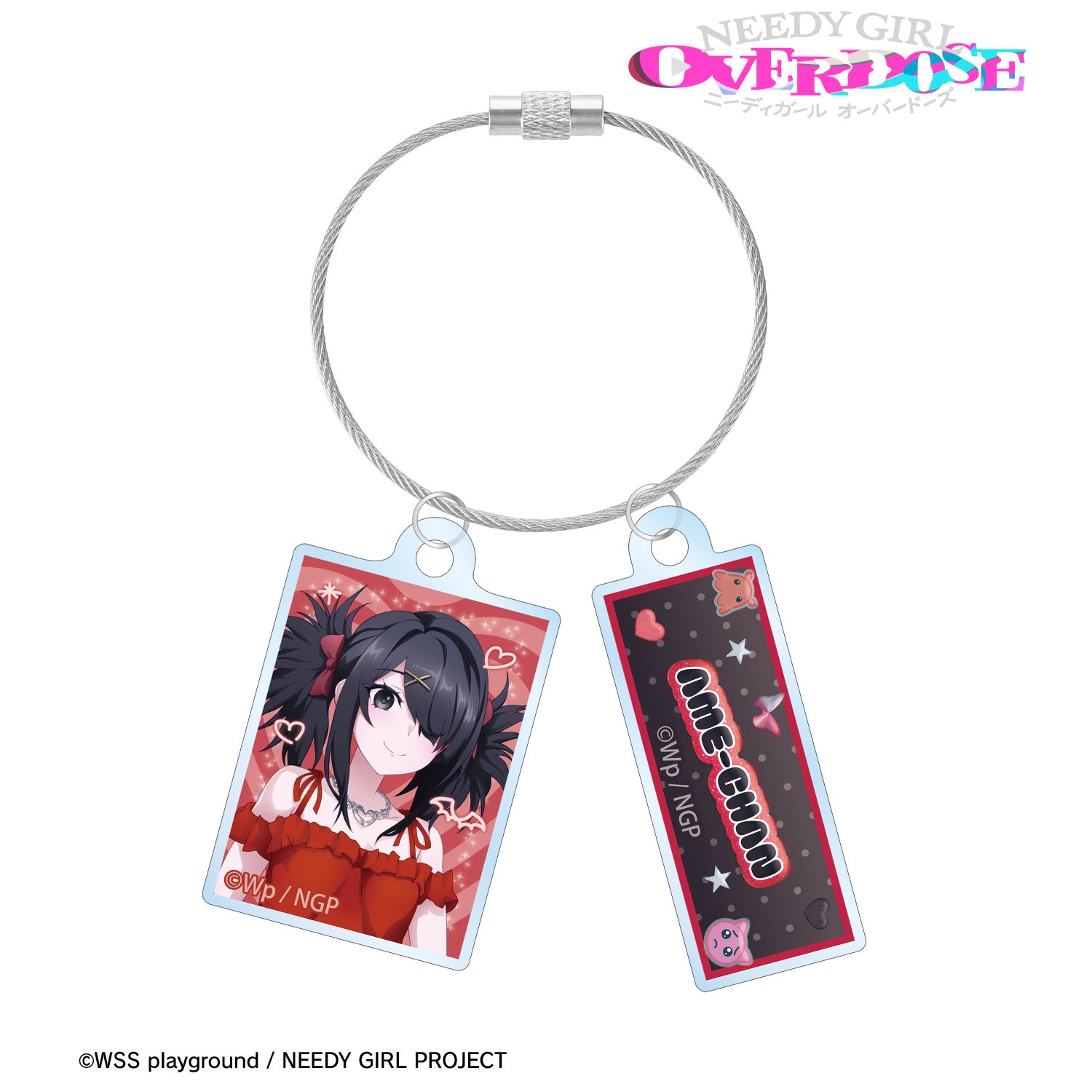 アニメ「NEEDY GIRL OVERDOSE」 描き下ろし あめちゃん Y2Kファッションver. 2連ワイヤーアクリルキーホルダー Image 2 | AniSmile