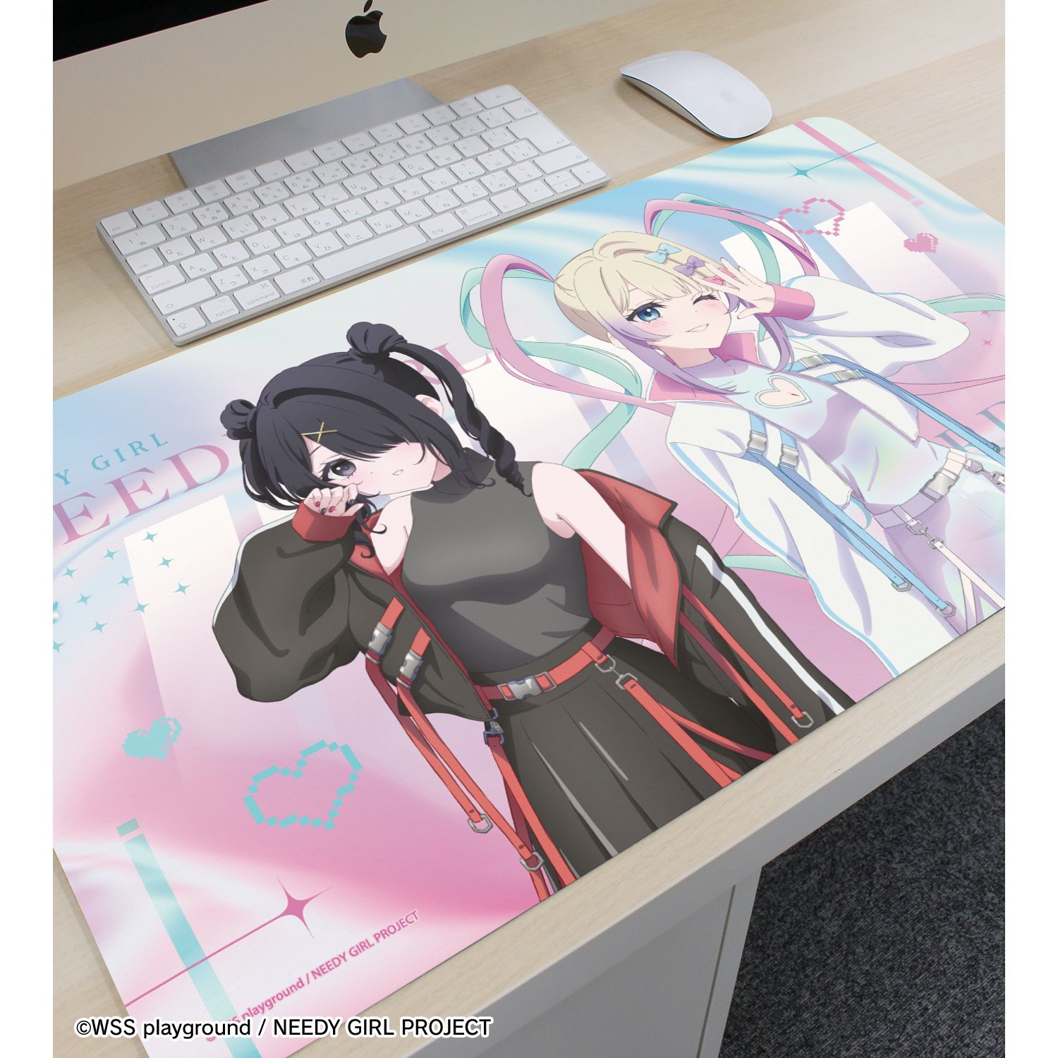アニメ「NEEDY GIRL OVERDOSE」 描き下ろし 超てんちゃん&あめちゃん タクティカルファッションver. マルチデスクマット 图片 3 | AniSmile