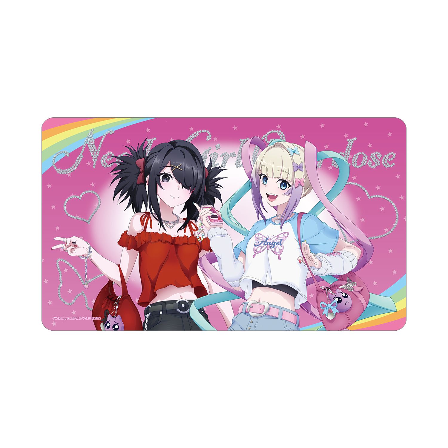 アニメ「NEEDY GIRL OVERDOSE」 描き下ろし 超てんちゃん&あめちゃん Y2Kファッションver. マルチデスクマット - AniSmile