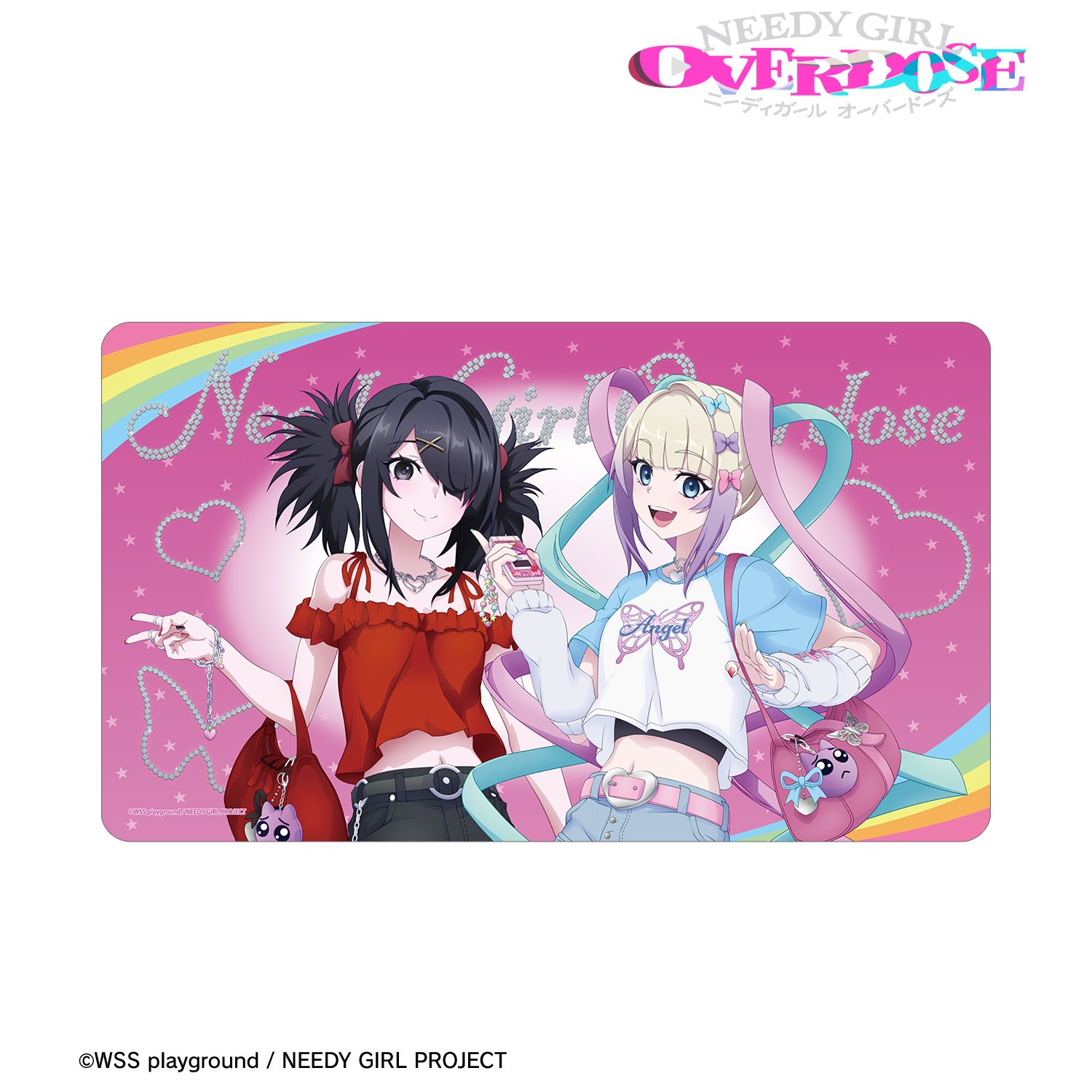 アニメ「NEEDY GIRL OVERDOSE」 描き下ろし 超てんちゃん&あめちゃん Y2Kファッションver. マルチデスクマット Image 2 | AniSmile