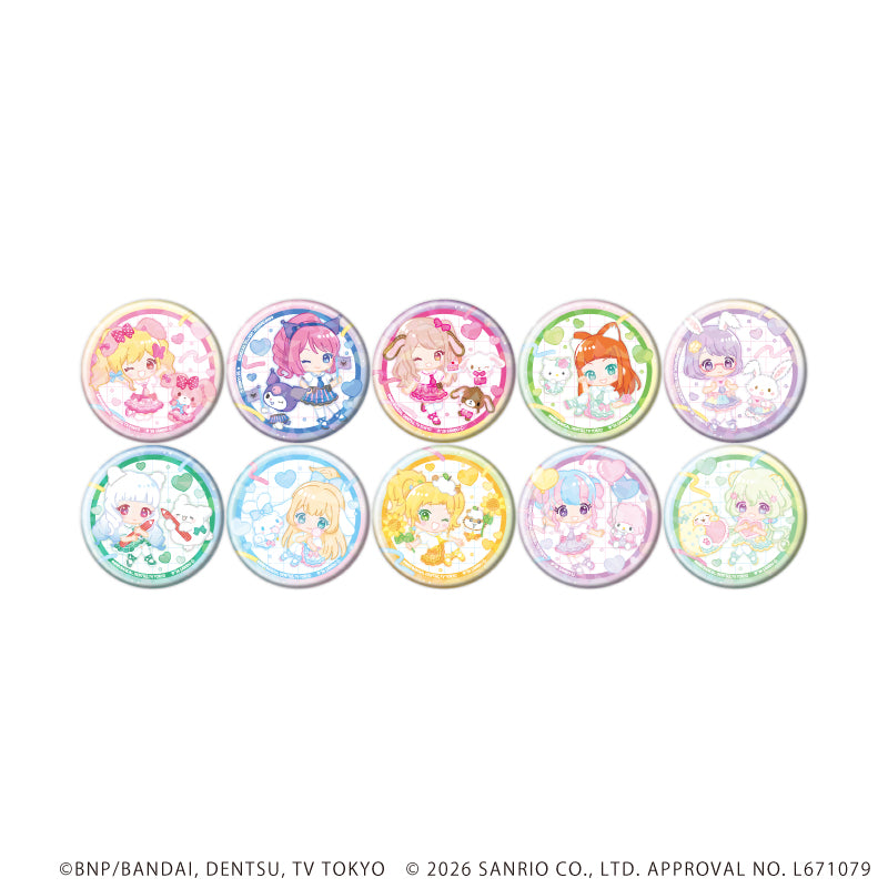 ホログラム缶バッジ(57mm)「アイカツスターズ!×サンリオキャラクターズ」04/トレーディング(全10種)(コラボイラスト(ミニキャラ)) - AniSmile