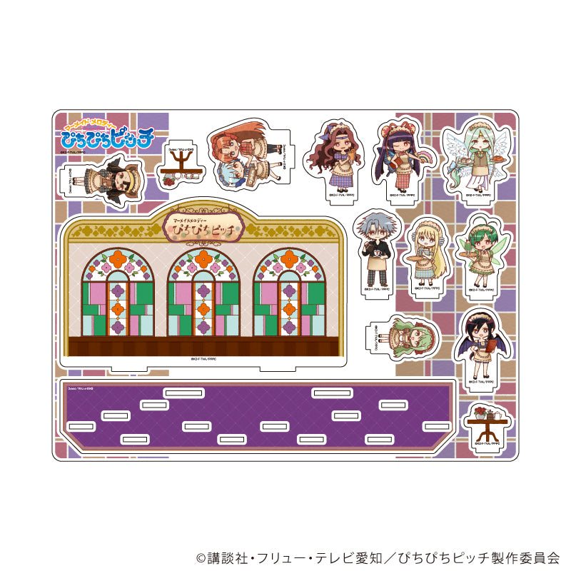 アクリルジオラマ「マーメイドメロディーぴちぴちピッチ」04/整列デザインB レトロ喫茶ver.(レトロアートイラスト) - AniSmile