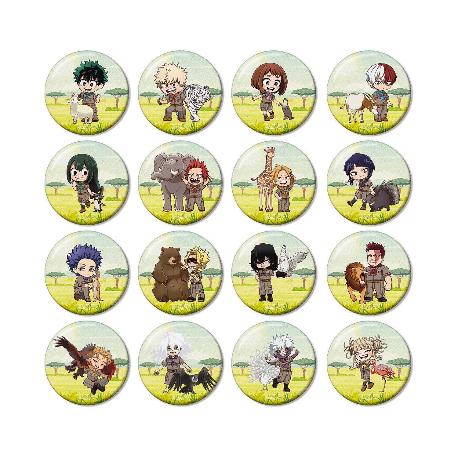 アニメ『僕のヒーローアカデミア』 トレーディング ちびキャラ 動物とのふれあいver. グリッター缶バッジ(単位/単品) - official product image | AniSmile