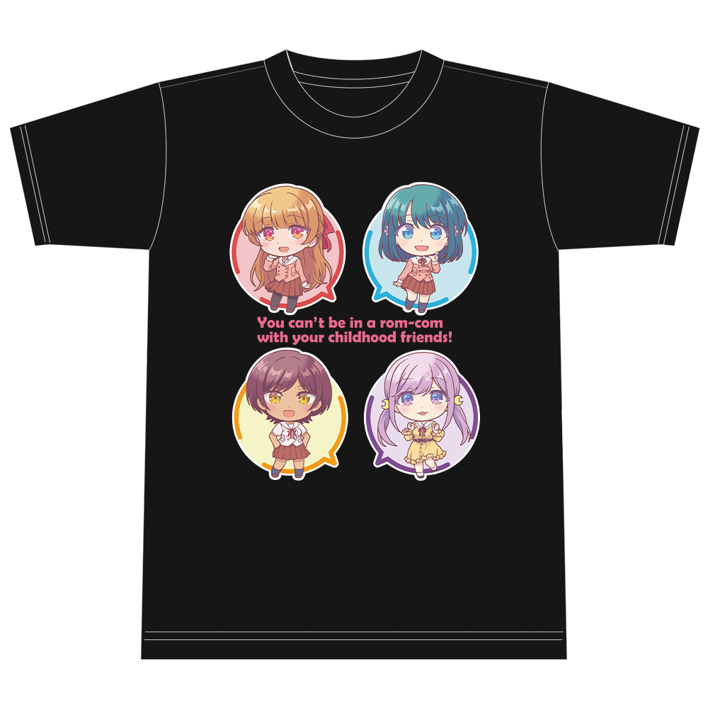 幼馴染とはラブコメにならない Tシャツ 汐&灯&るな&春 デフォルメver. Mサイズ Image 4 | AniSmile
