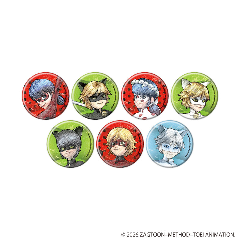缶バッジ「ミラキュラス レディバグ&シャノワール」09/ブラインド(全7種)(グラフアートスケッチイラスト) - AniSmile
