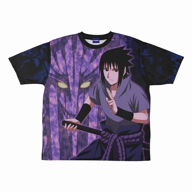 NARUTO-ナルト- 疾風伝 描き下ろし うちはサスケ 両面フルグラフィックTシャツ/XL 图片 2 | AniSmile