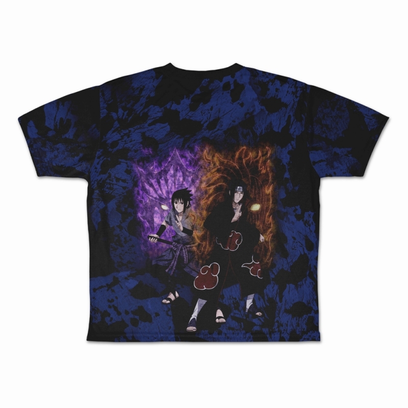 NARUTO-ナルト- 疾風伝 描き下ろし うちはサスケ 両面フルグラフィックTシャツ/L 图片 3 | AniSmile