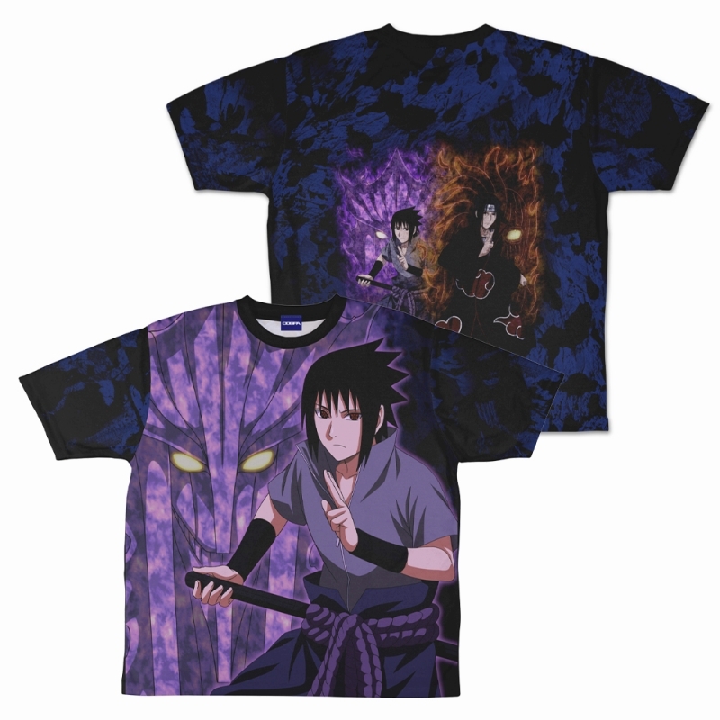 NARUTO-ナルト- 疾風伝 描き下ろし うちはサスケ 両面フルグラフィックTシャツ/S - 官方商品图片 | AniSmile