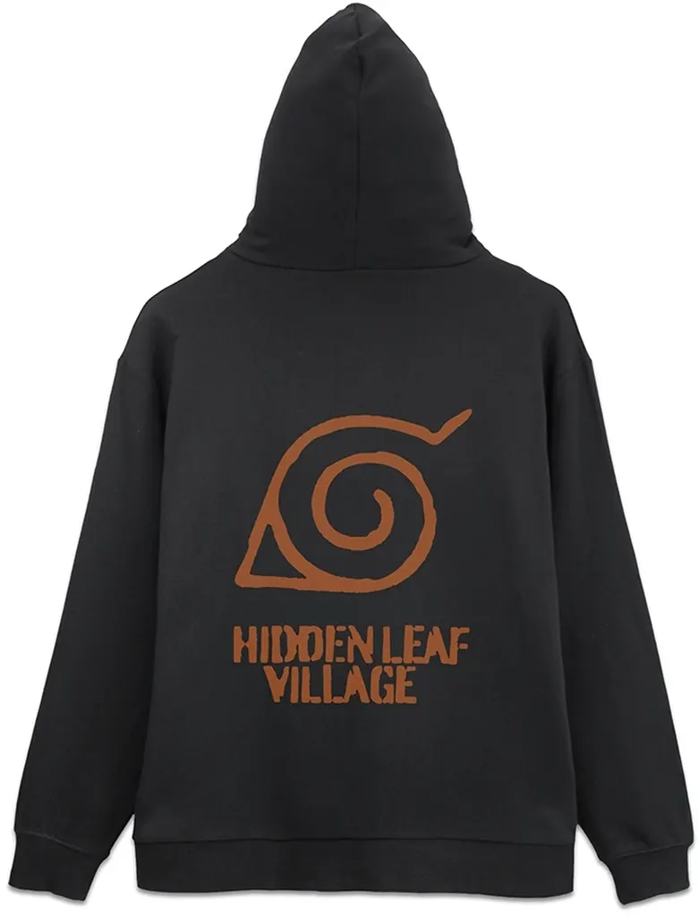 NARUTO-ナルト- 疾風伝 木ノ葉隠れの里ヴィンテージロゴ ジップパーカー/BLACK-XXL - AniSmile