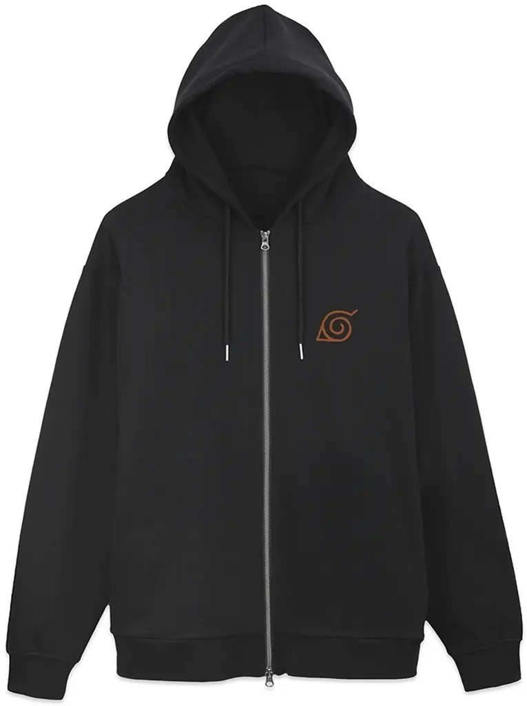 NARUTO-ナルト- 疾風伝 木ノ葉隠れの里ヴィンテージロゴ ジップパーカー/BLACK-XXL 图片 2 | AniSmile