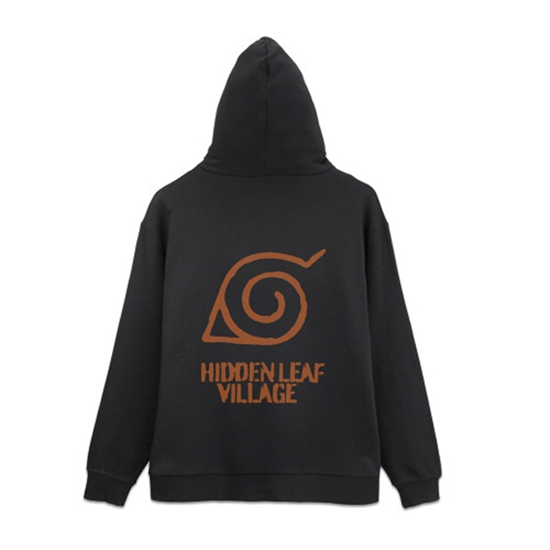 NARUTO-ナルト- 疾風伝 木ノ葉隠れの里ヴィンテージロゴ ジップパーカー/BLACK-XL Image 2 | AniSmile