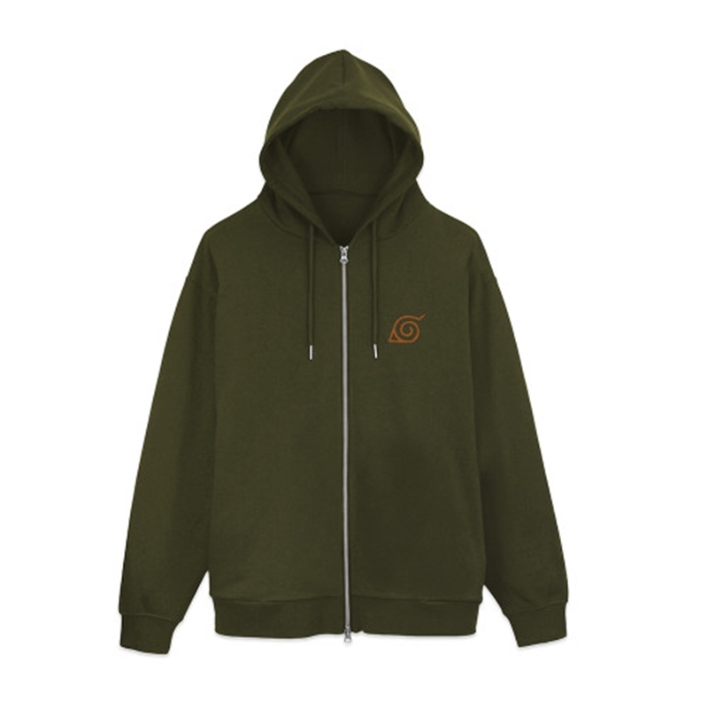 NARUTO-ナルト- 疾風伝 木ノ葉隠れの里ヴィンテージロゴ ジップパーカー/MOSS-XXL Image 3 | AniSmile