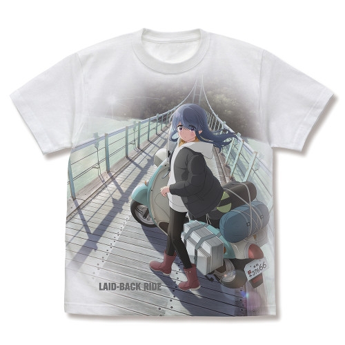 ゆるキャン△ SEASON3 バイク志摩リン フルグラフィックTシャツ/WHITE- - AniSmile