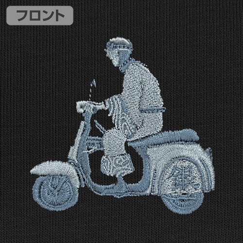 銀魂. 銀さんとバイク ワンポイント刺繍Tシャツ/BLACK-L Image 3 | AniSmile