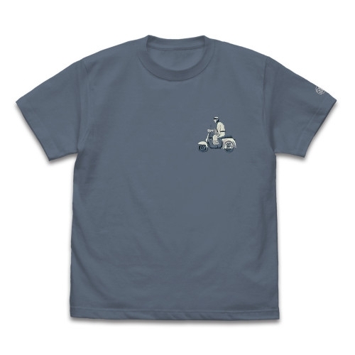 銀魂. 銀さんとバイク ワンポイント刺繍Tシャツ/HAZY NAVY-M Image 2 | AniSmile