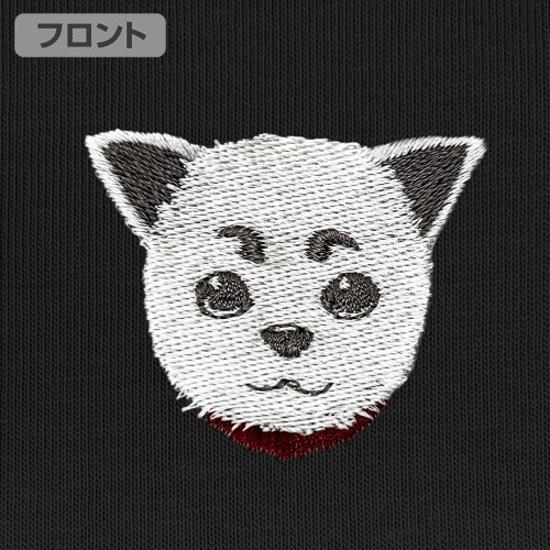 銀魂. 定春 ワンポイント刺繍Tシャツ/BLACK-M Image 3 | AniSmile