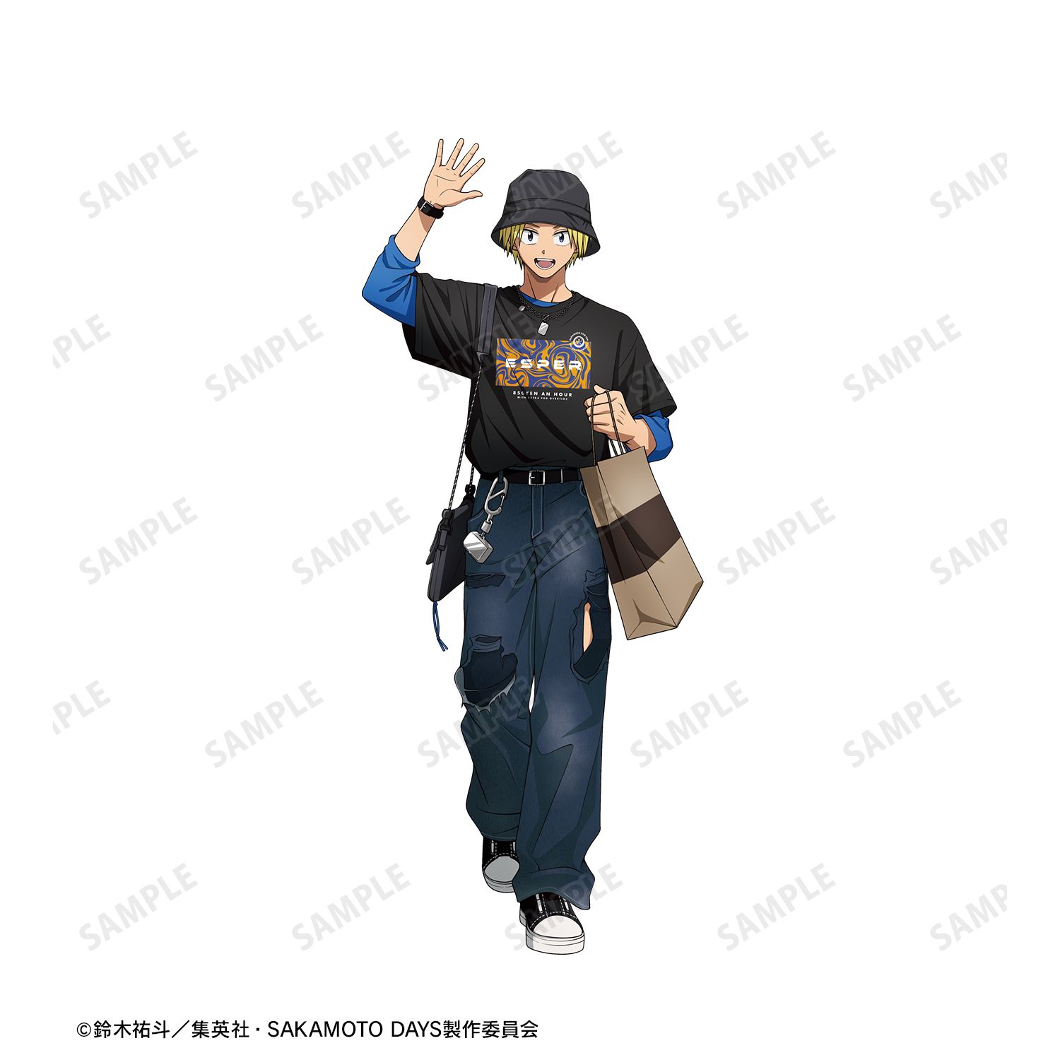 TVアニメ『SAKAMOTO DAYS』 描き下ろし 朝倉 シン ショッピングver. 着用Teeユニセックス(サイズ/L) Image 2 | AniSmile