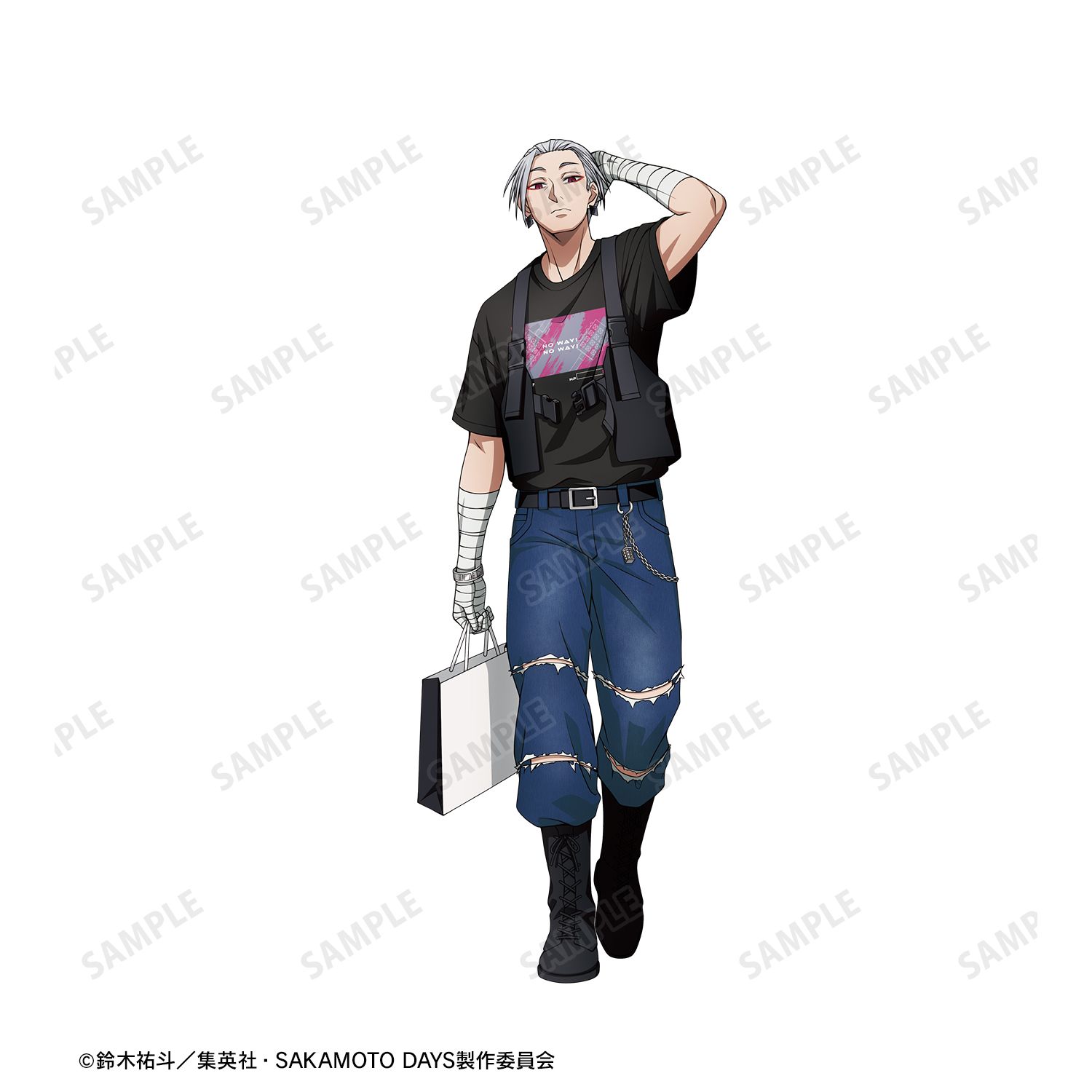 TVアニメ『SAKAMOTO DAYS』 描き下ろし 楽 ショッピングver. 着用Teeユニセックス(サイズ/L) Image 4 | AniSmile