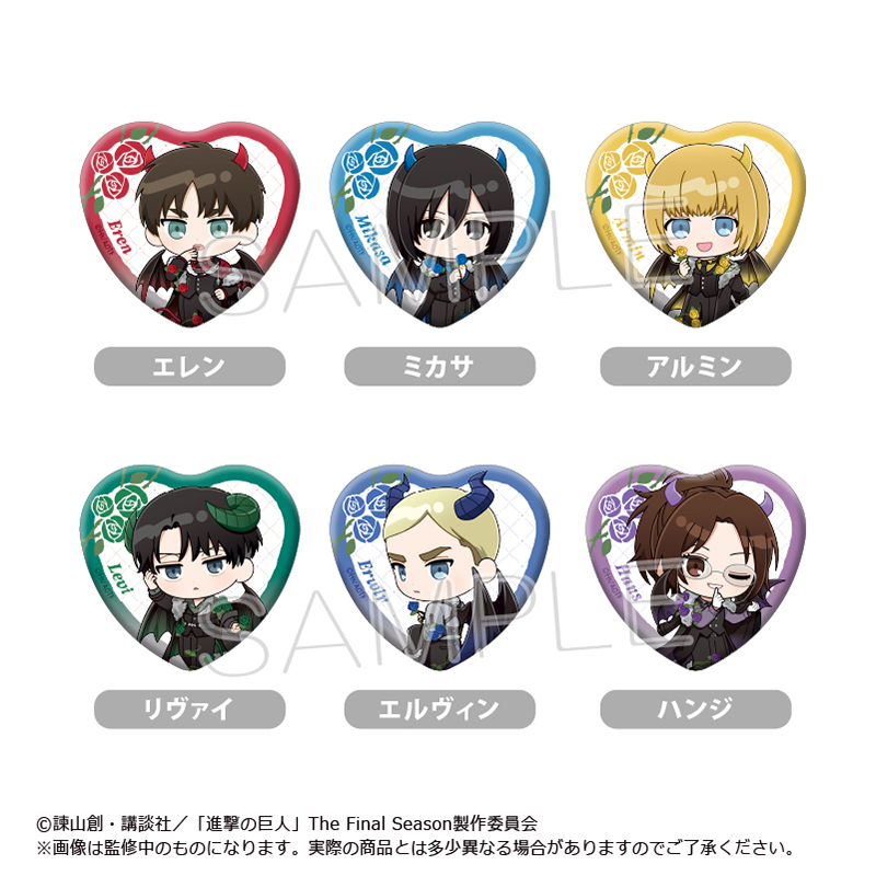 進撃の巨人 ミニキャラハート缶バッジ DEVIL Ver. - AniSmile