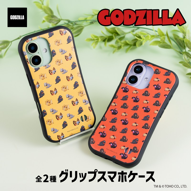 ゴジラシリーズ グリップスマホケース(iPhone16e) 01.総柄A - AniSmile